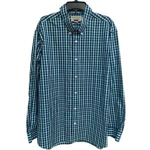 Men’s Duluth Trading Company Blue Plaid Button Down XL Wrinkle Fighter NWOT